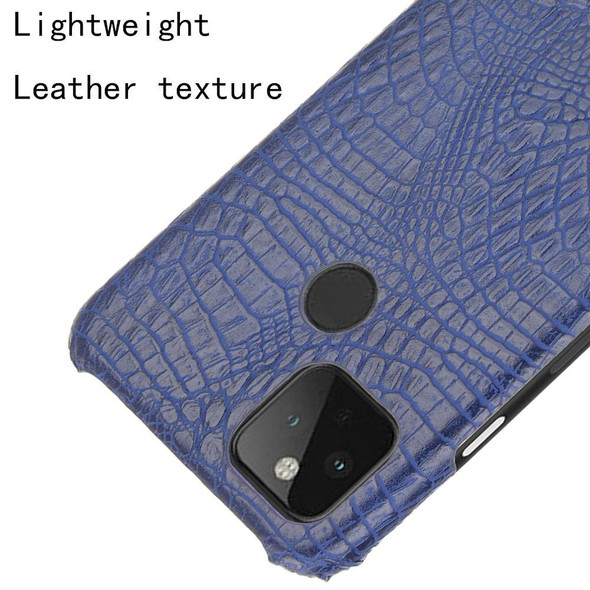 Google Pixel 5 Shockproof Crocodile Texture PC + PU Case(Blue)