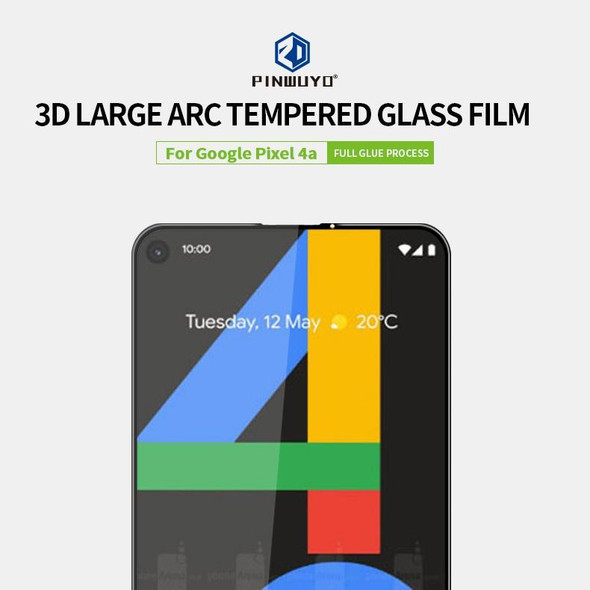 Google Pixel 4a PINWUYO 9H 3D Curved Full Screen Explosion-proof Tempered Glass Film(Black)