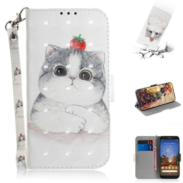 3D Painting Cute Cat Pattern Coloured Drawing Horizontal Flip Leatherette Case for Google Pixel 3a, with Holder & Card Slots & Wallet