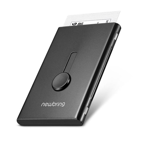 NEWBRING Large Capacity Hand Push Metal Business Card Holder(Black)