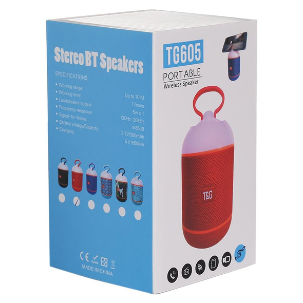 T&G TG605 Portable Stereo Wireless Bluetooth V5.0 Speaker, Built-in Mic, Support Hands-free Calls & TF Card & U Disk & AUX Audio & FM(Blue)