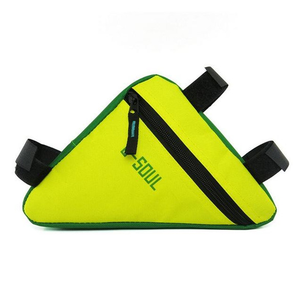 Triangle Bike Bag Front Tube Frame Cycling Bicycle Bags Waterproof MTB Road Pouch Holder Saddle(Yellow Green)