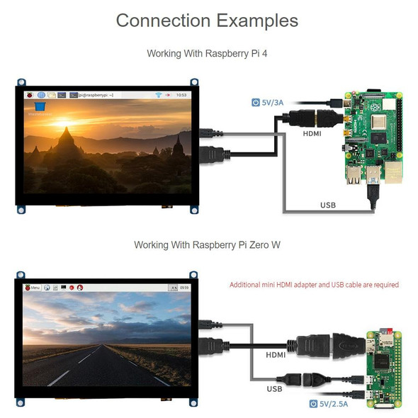 Waveshare 5 inch Slimmed-down Version 800 x 480 Toughened Glass Panel Capacitive Touch Screen LCD (H)