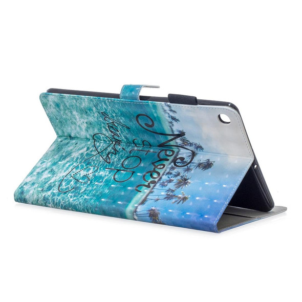 3D Horizontal Flip Leatherette Case with Holder & Card Slots - Galaxy Tab A 10.1 (2019)(Blue Coconut Grove)