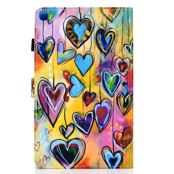 Colored Drawing Pattern Horizontal Flip PU Leatherette Case with Holder & Card Slots - Galaxy Tab A 10.1 (2019) / T510 / T515(Heart)