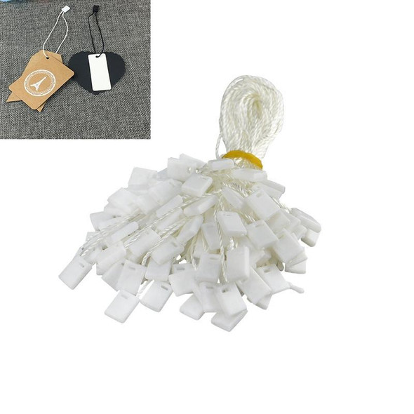 2 Packs (1 Pack of 990 PCS) Clothing Tag Rope CottonUniversal Plastic Square Hanging Tablets(White)