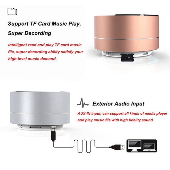 A10 Mini Portable Bluetooth Speaker Built-in MIC & LED, Support Hands-free Calls & TF Card(Rose Gold)