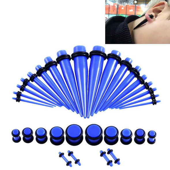 36PCS Unisex Acrylic Ear Expansion Ear Extender 14G-00G Accessories Set(Blue)