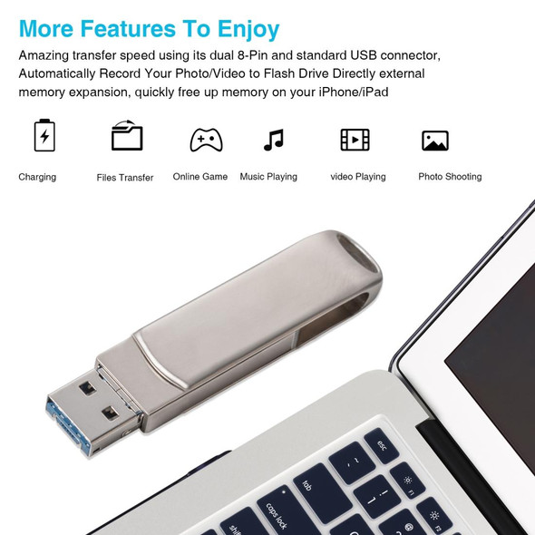 Richwell 3 in 1 16G Micro USB + 8 Pin + USB 3.0 Metal Rotating Push-pull Flash Disk with OTG Function(Silver)