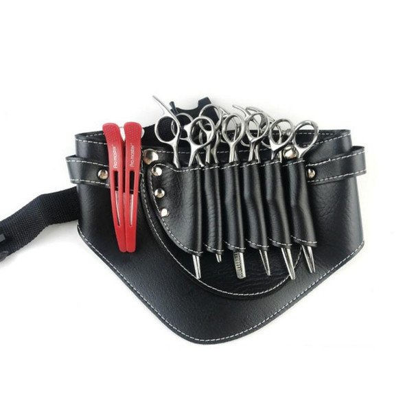 Hairdresser Hair Clipper Comb PU Leather Waist Bag Barber Shop Hair Tools Bag(Black)