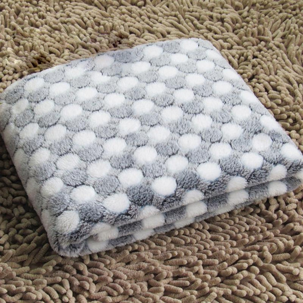 Soft Flannel Pet Blanket Dots Printed Breathable Bed Mat Warm Pet Sleeping Cushion Cover for Pet Dog Cat, Size:L(Grey)