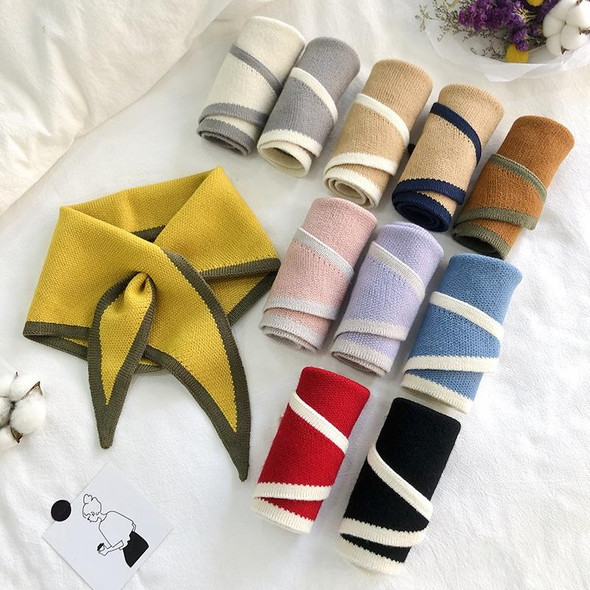 Autumn & Winter Knitted Woolen Scarf Women Two-colors Mini Triangle Scarf Warm Scarf, Length (CM): 80-100cm(Shallow Khaki)