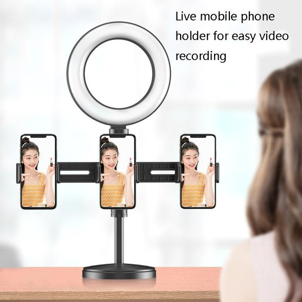 2 PCS Desktop Universal Retractable Multifunctional Mobile Phone Live Broadcast Stand, Specification: Double Positions With Fill Light