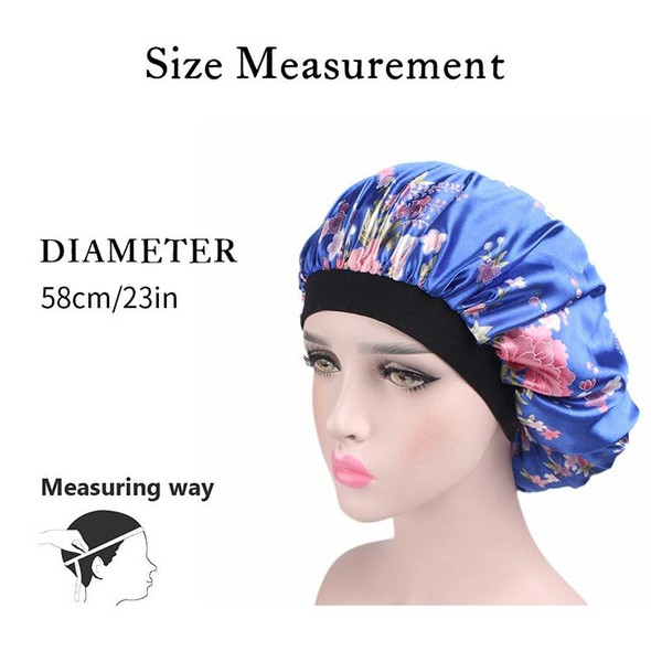 2 PCS Women Satin Night Sleep Cap Hair Bonnet Hat Silk Head Cover Wide Elastic Band(Leopard)