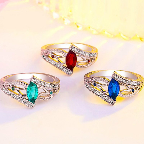 925 Sterling Silver Finger Rings Women Vintage Engagment Zircon Jewelry, Ring Size:10(Red)