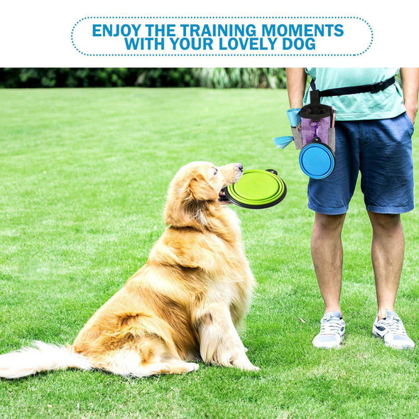 Pet Training Waist Bag With Belt Portable Outing Training Pet Snack Bag, Specification: Waist Bag+Folding Bowl