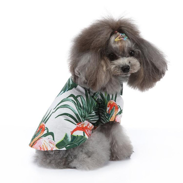 2 PCS Pet Beach Shirt Dog Print Spring And Summer Clothes, Size: S(Green White)