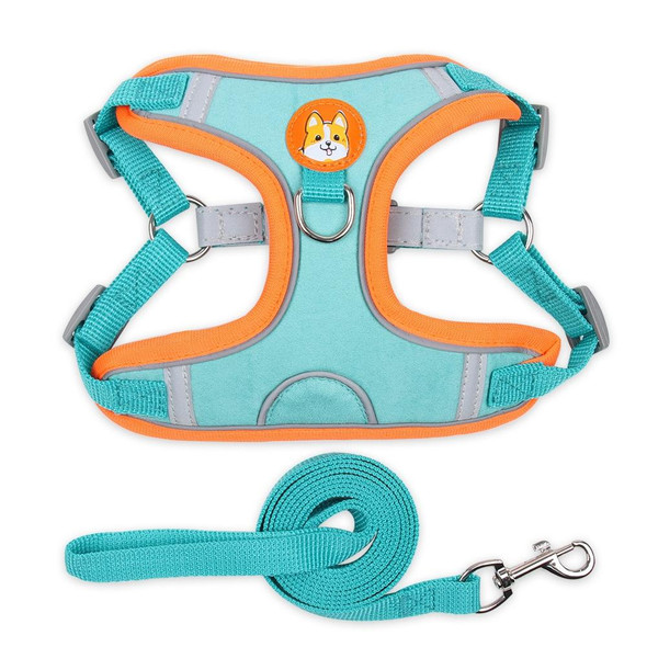BL-867 Pet Chest Straps Reflective Dog Traction Rope, Size: M(Lake Blue)