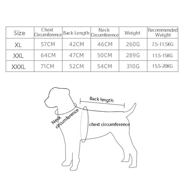 BL-683 Keep Warm Reflective Dog Clothes, Size: XXXL(Dazzling White)