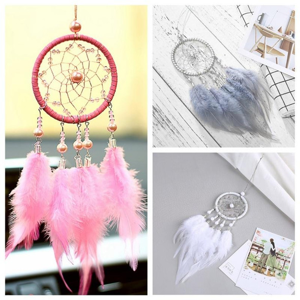 Mini Creative Dreamcatcher Crafts Hollow Wind Chime Car Hanging Decoration(White)