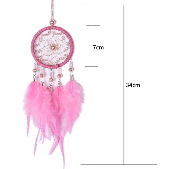 Mini Creative Dreamcatcher Crafts Hollow Wind Chime Car Hanging Decoration(Pink)