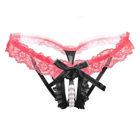 3 PCS Lady Pierced Sexy Panties Temptation Lace Translucent T Underwear