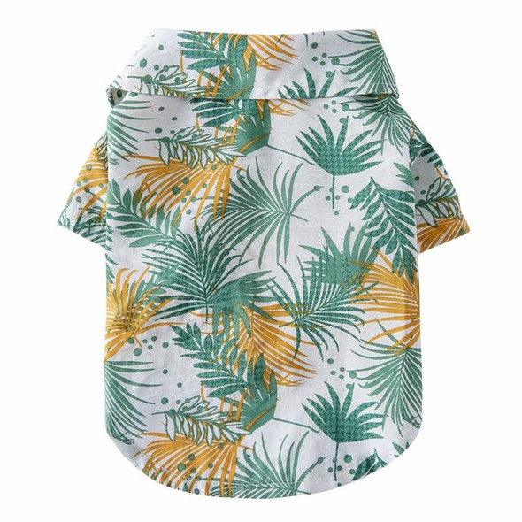 2 PCS Pet Beach Shirt Dog Print Spring And Summer Clothes, Size: XL(Yellow White)