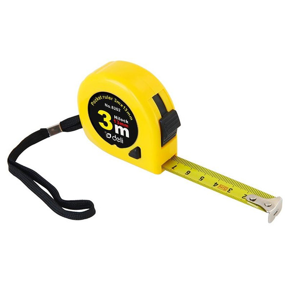 deli Retractable Ruler Measuring Tape Portable Pull Ruler Mini Tape Measure, Length: 3m