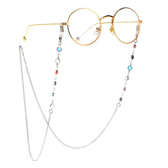 Star Style Stained Glass Presbyopic Myopic Eyeglasses Chain(Silver)