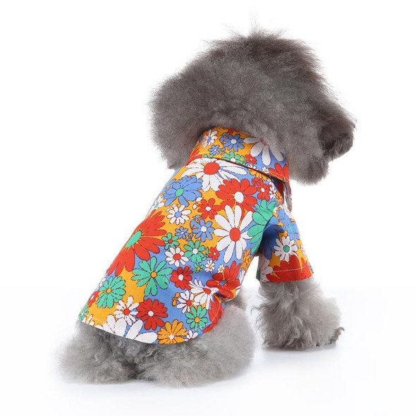 2 PCS Pet Beach Shirt Dog Print Spring And Summer Clothes, Size: XL(Orange)