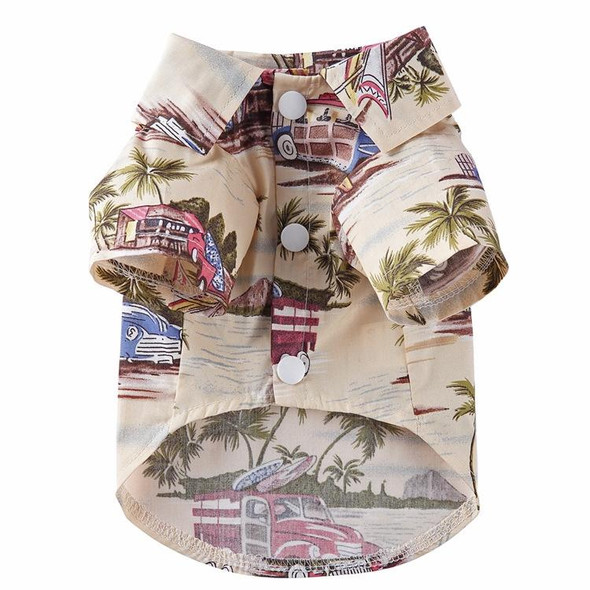2 PCS Pet Beach Shirt Dog Print Spring And Summer Clothes, Size: S(Beige)
