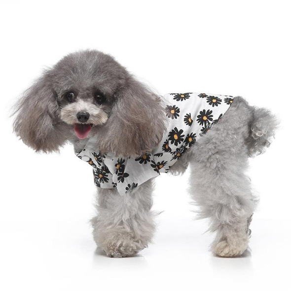 2 PCS Pet Beach Shirt Dog Print Spring And Summer Clothes, Size: L(White)