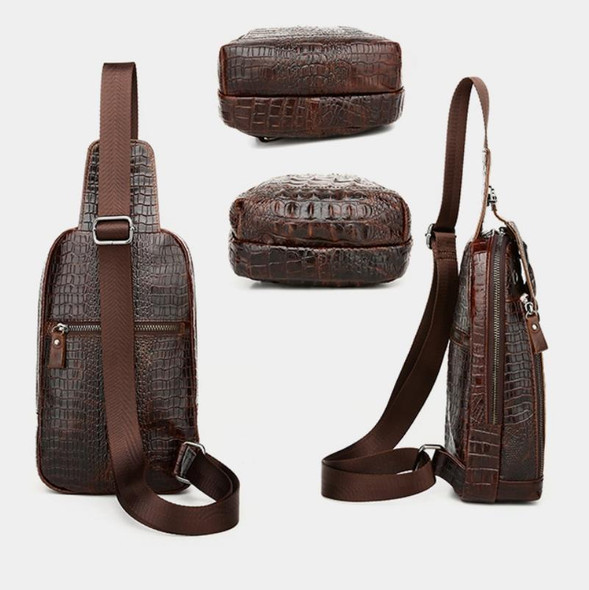 1313 Men Fashion Cowhide Crocodile Texture One-Shoulder Crossbody Chest Bag(Crocodile Pattern)