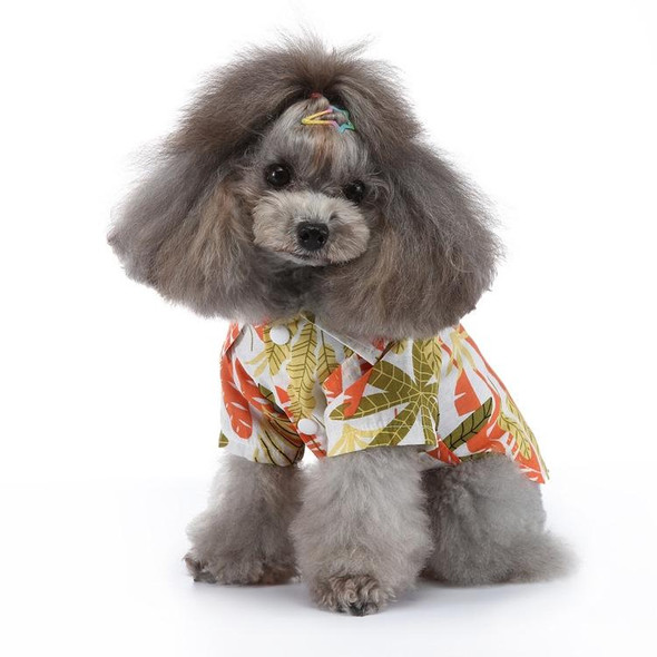 2 PCS Pet Beach Shirt Dog Print Spring And Summer Clothes, Size: M(Yellow Orange)
