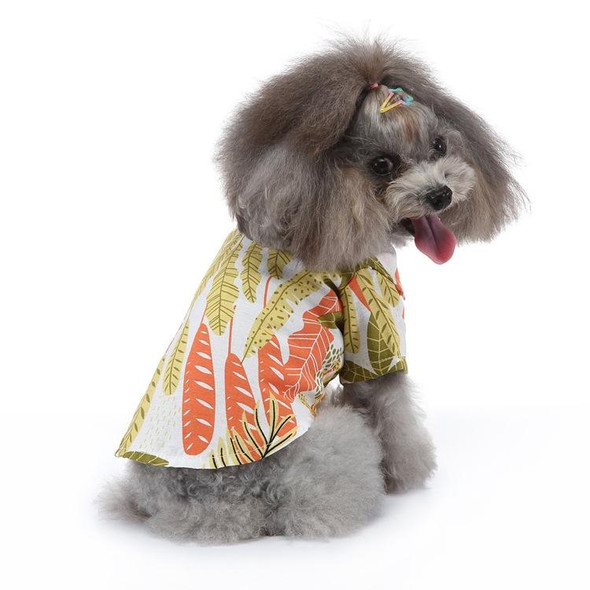 2 PCS Pet Beach Shirt Dog Print Spring And Summer Clothes, Size: M(Yellow Orange)