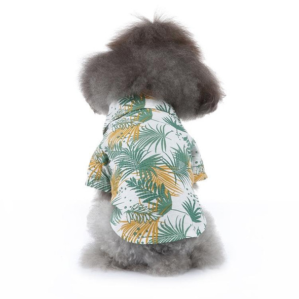 2 PCS Pet Beach Shirt Dog Print Spring And Summer Clothes, Size: M(Yellow White)