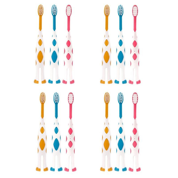 4 Sets RAOYI Giraffe Fine Hair Children Toothbrush Baby Cartoon Toothbrush(Yellow+Blue+Red)