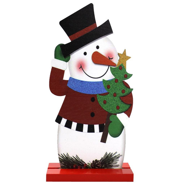 3 PCS  Christmas Festival Decorations Wooden Figure Desktop Decoration, Specification: Snowman Tree