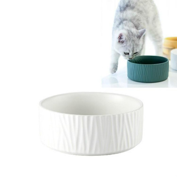 15.5cm/850ml Cat Dog Food Bowl Pet Ceramic Bowl, Style:Bowl(White)