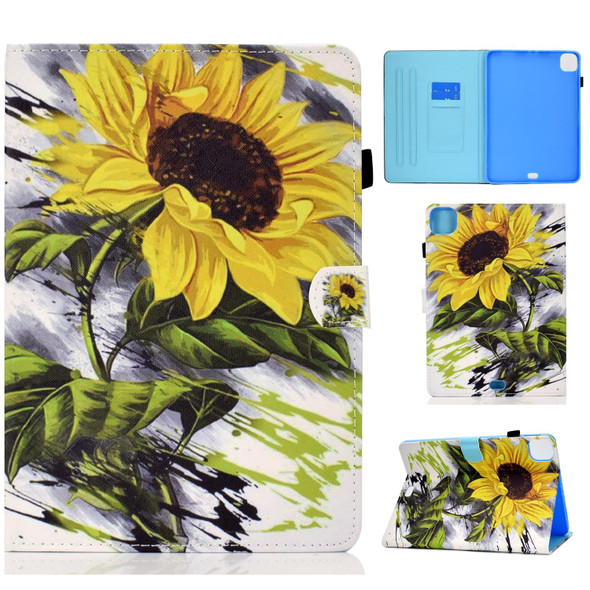 iPad Air 2022 / 2020 10.9 Colored Drawing Pattern Horizontal Flip PU Leather Case with Holder & Card Slot & Anti-skid Strip(Sunflower)