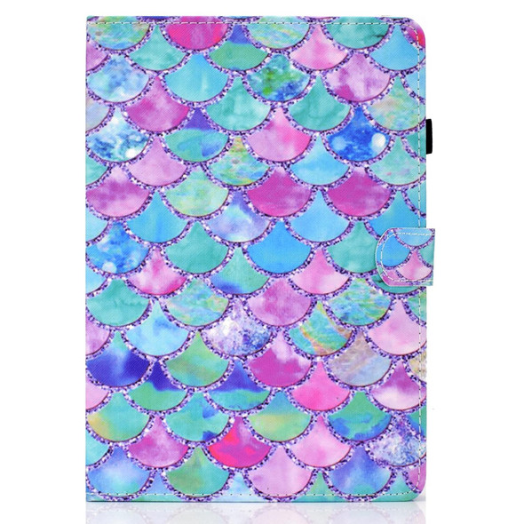 iPad Air 2022 / 2020 10.9 Colored Drawing Pattern Horizontal Flip PU Leather Case with Holder & Card Slot & Anti-skid Strip(Color Fish-scales)