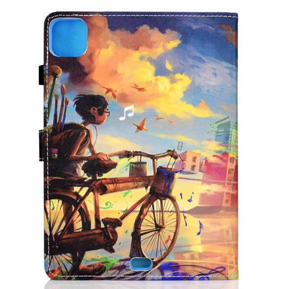 iPad Air 2022 / 2020 10.9 Colored Drawing Stitching Horizontal Flip Leather Case with Holder & Card Slots & Sleep / Wake-up function(Bike Boy)