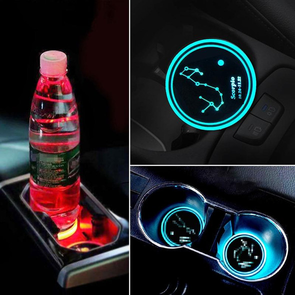 2 PCS Car Constellation Series AcrylicColorful USB Charger Water Cup Groove LED Atmosphere Light(Scorpio)