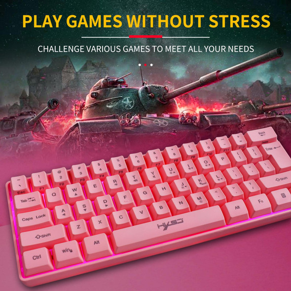 HXSJ V700 61 Keys RGB Lighting Gaming Wired Keyboard (Pink)