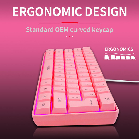 HXSJ V700 61 Keys RGB Lighting Gaming Wired Keyboard (Pink)