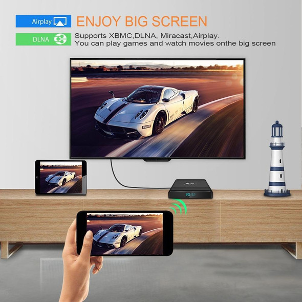 X96 Air 4K Smart TV BOX Android 9.0 Media Player wtih Remote Control, Quad-core Amlogic S905X3, RAM: 4GB, ROM: 32GB, Dual Band WiFi, Bluetooth, UK Plug