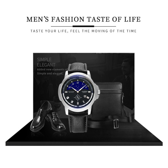407 YAZOLE Men Fashion Business Leatherette Band Quartz Wrist Watch(Black + White)