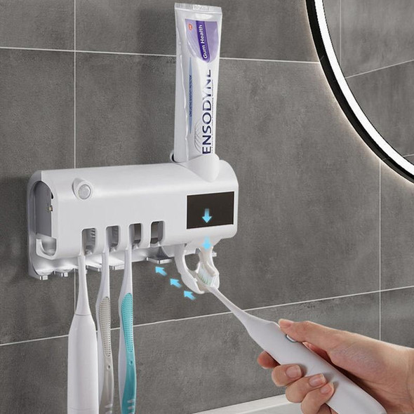 Ultraviolet Toothbrush Sterilizer Bathroom Wall-mounted Toothbrush Holder (Black)