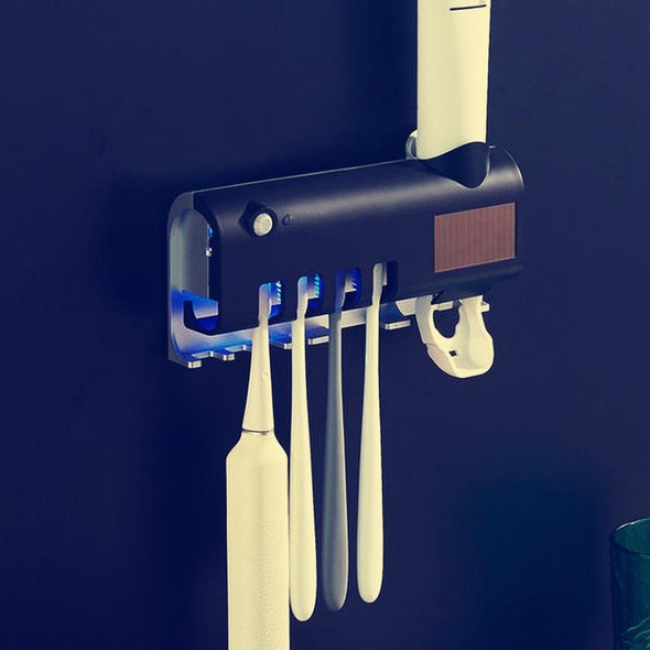 Ultraviolet Toothbrush Sterilizer Bathroom Wall-mounted Toothbrush Holder (Black)
