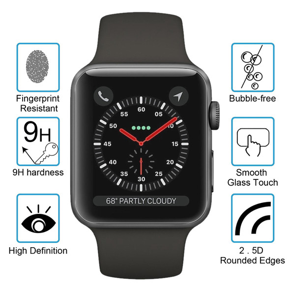 2 PCS ENKAY Hat-Prince for Apple Watch 42 mm 0.2mm 9H Surface Hardness 2.15D Explosion-proof Tempered Glass Screen Film